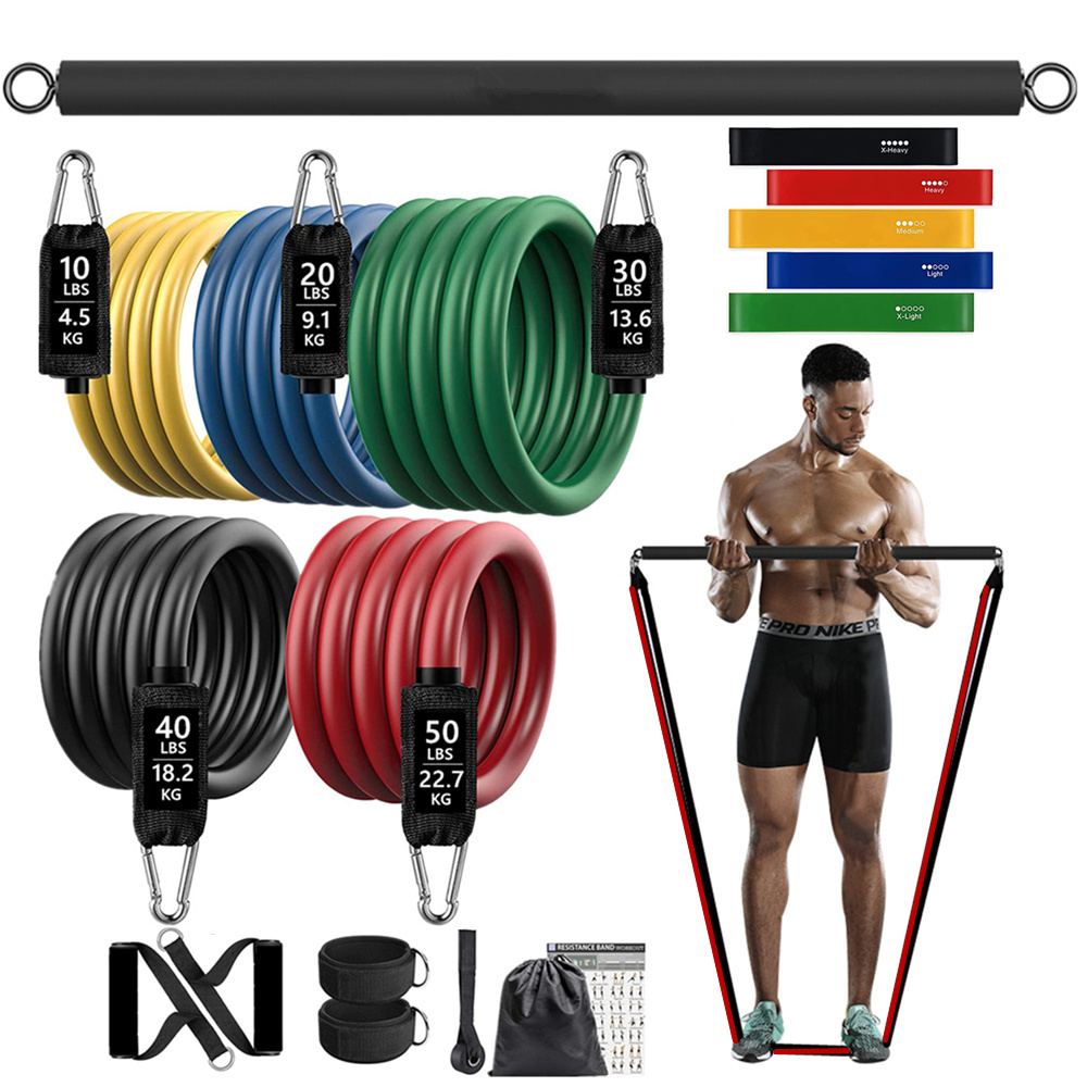 Home Gym Equipment Set - 150lb اللياقة البدنية الغنيمة المقاومة شريط