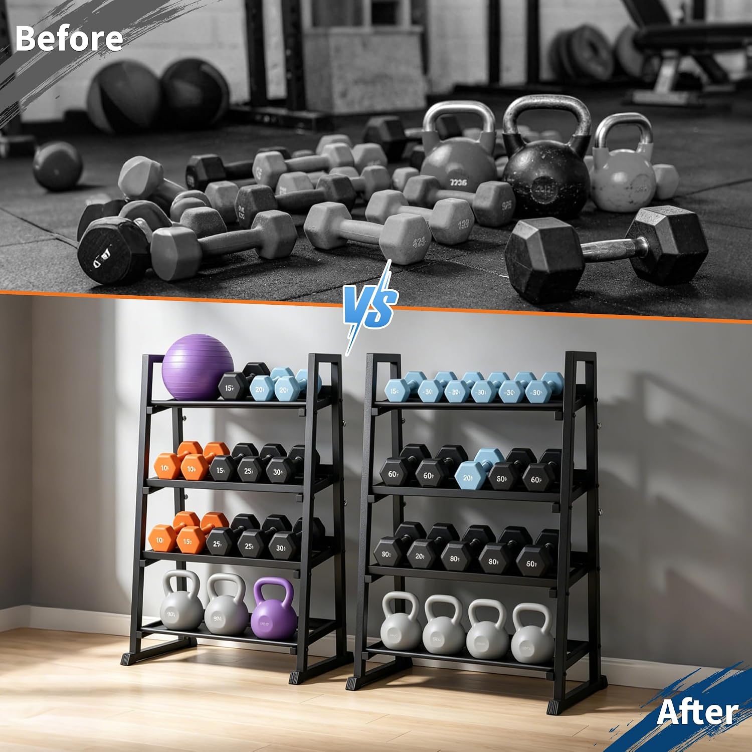 رف دمبلز ثقيل الوزن من جارفي ب - مراجعة Home Gym Kettlebells وسعره