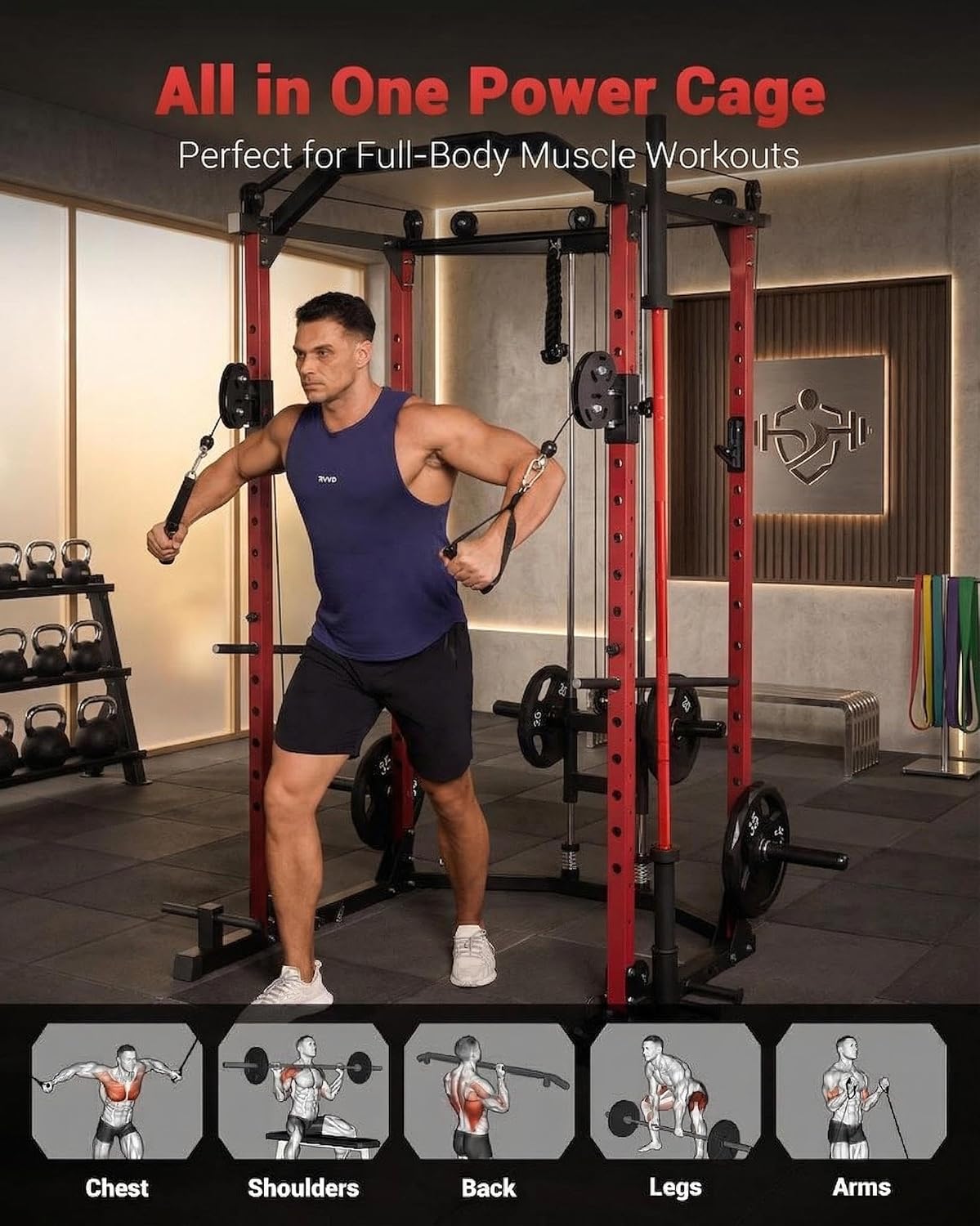 قفص تمارين متعدد الوظائف للصال - مراجعة Home Gym Rack With Cables وسعره